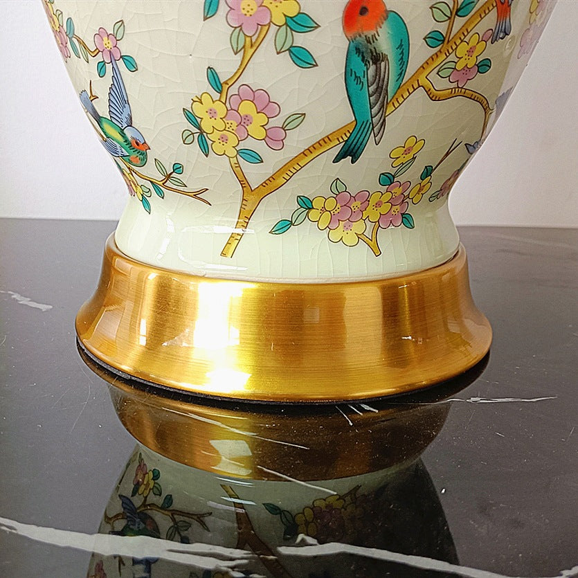 Drum Ceramic Fabric Bedroom Table Lamp
