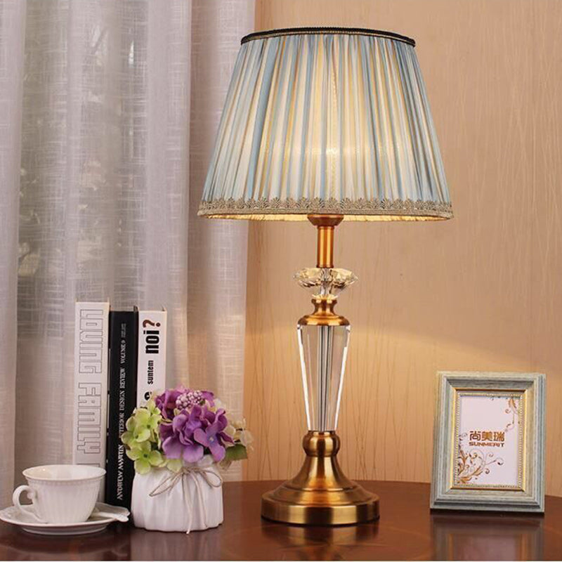 Drum Iron Crystal Fabric Table Lamp