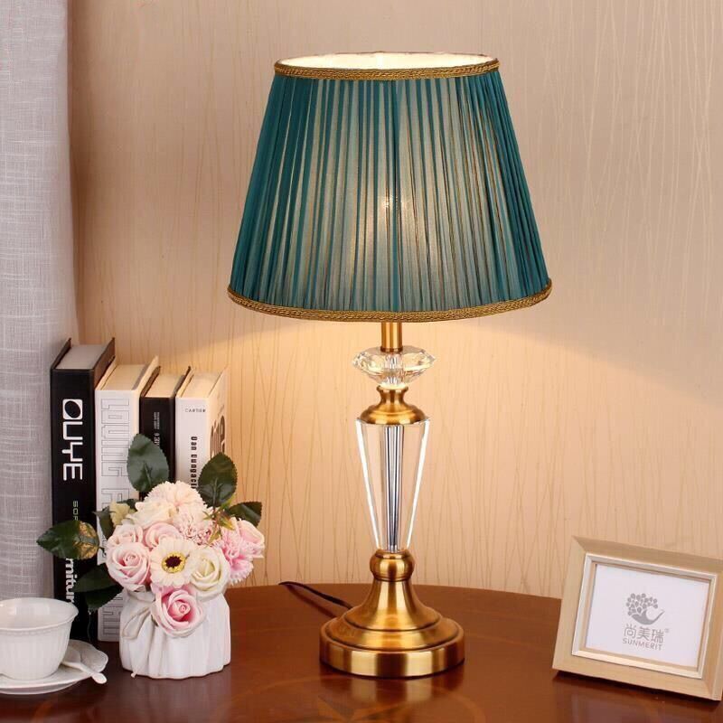 Drum Iron Crystal Fabric Table Lamp
