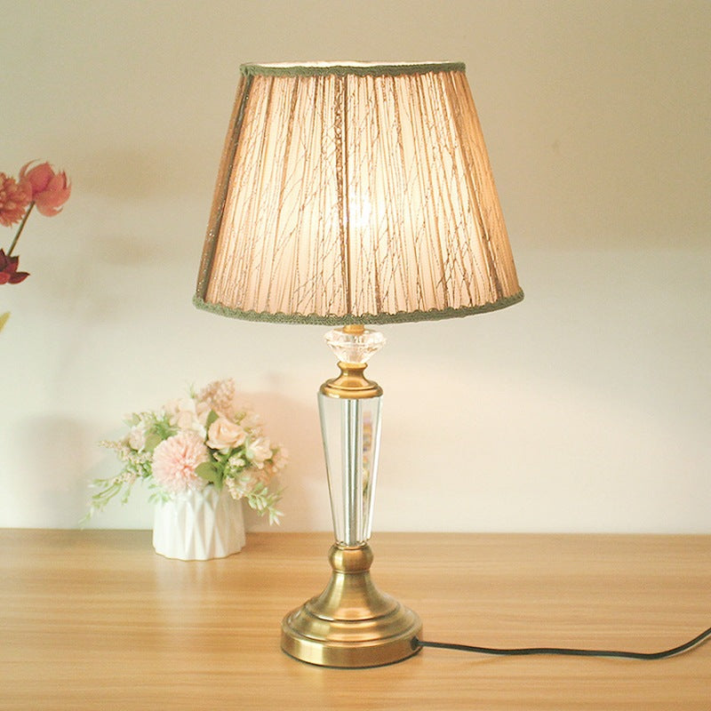 Drum Iron Crystal Fabric Table Lamp