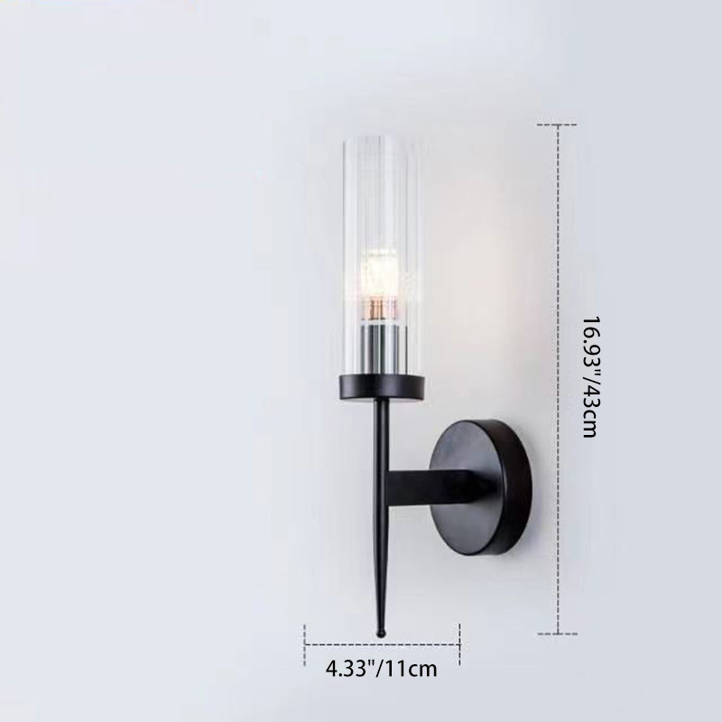 Column Iron Glass Living Wall Lamp
