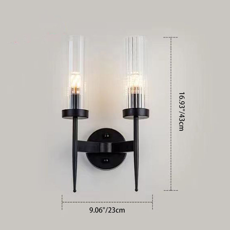 Column Iron Glass Living Wall Lamp