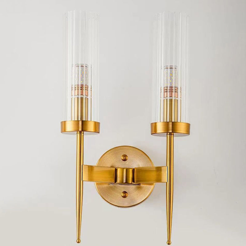 Column Iron Glass Living Wall Lamp
