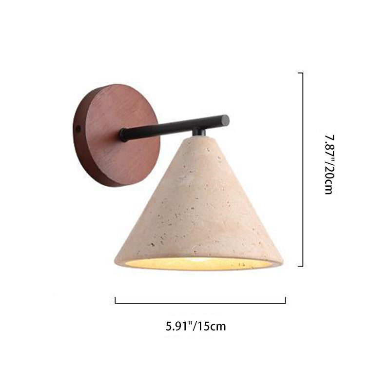 Cone Wood Stone Living Wall Lamp