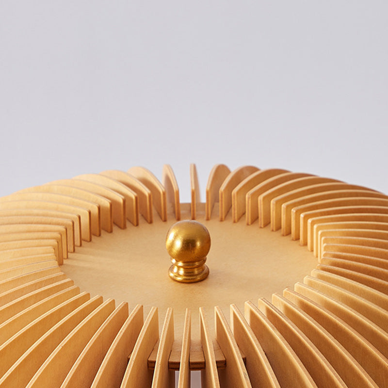 Oval Iron Wood Living Table Lamp