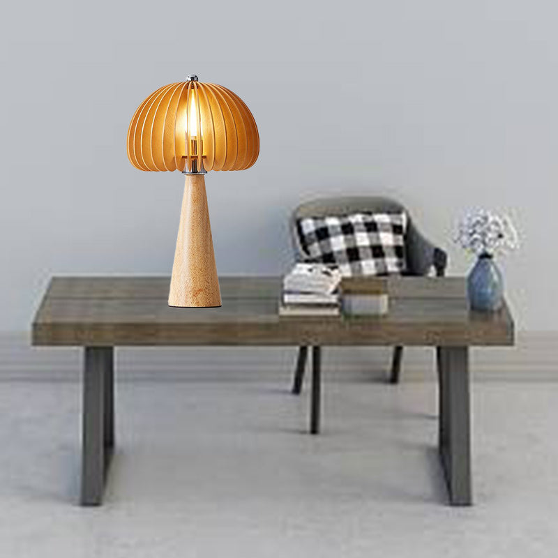 Oval Iron Wood Living Table Lamp