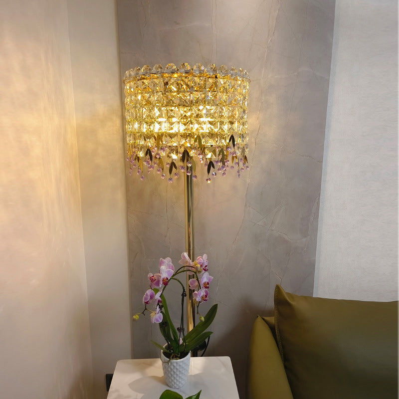 Traditional Luxury Round Crystal Floor Lamp