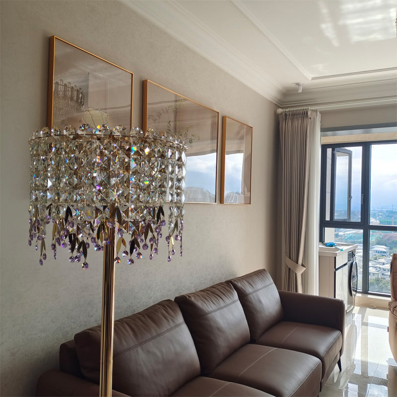 Traditional Luxury Round Crystal Floor Lamp