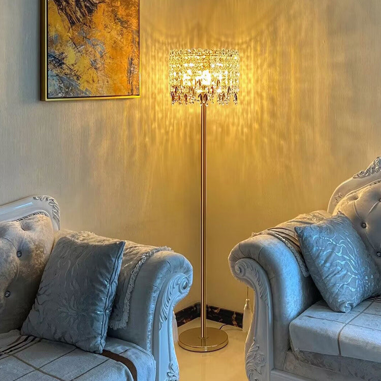 Traditional Luxury Round Crystal Floor Lamp