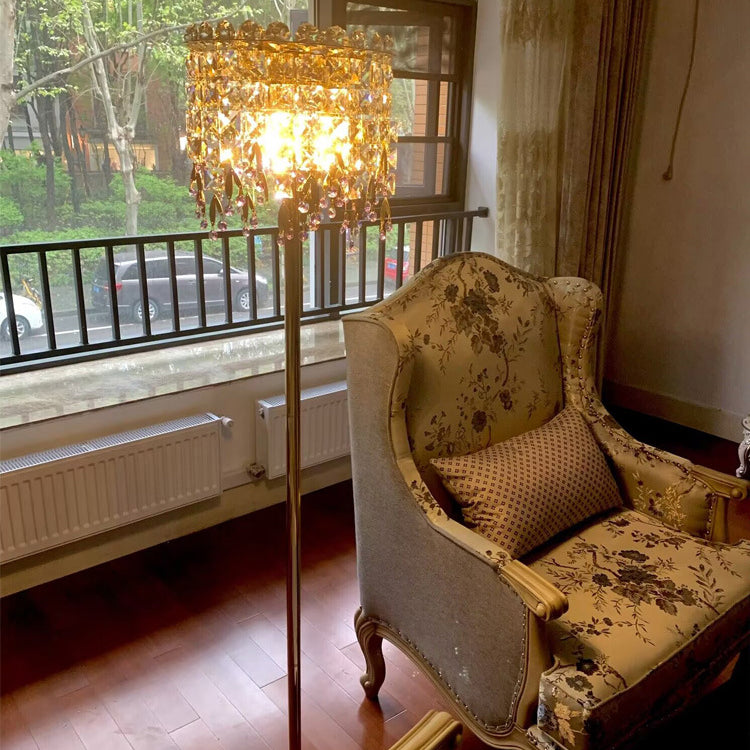 Traditional Luxury Round Crystal Floor Lamp