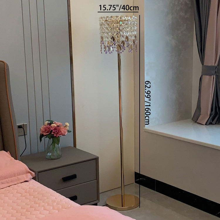 Traditional Luxury Round Crystal Floor Lamp