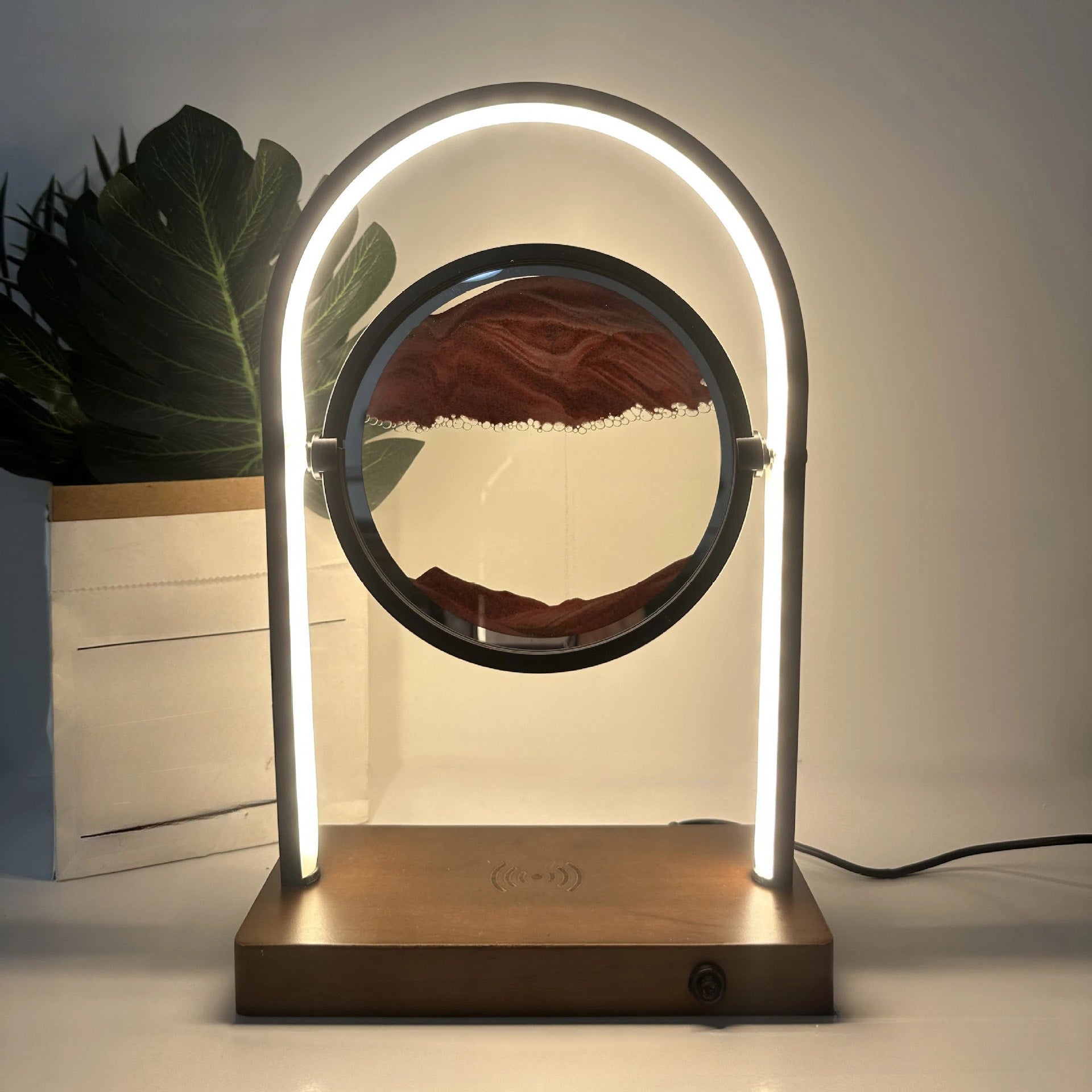 Floating Sand Wood Aluminum Table Lamp