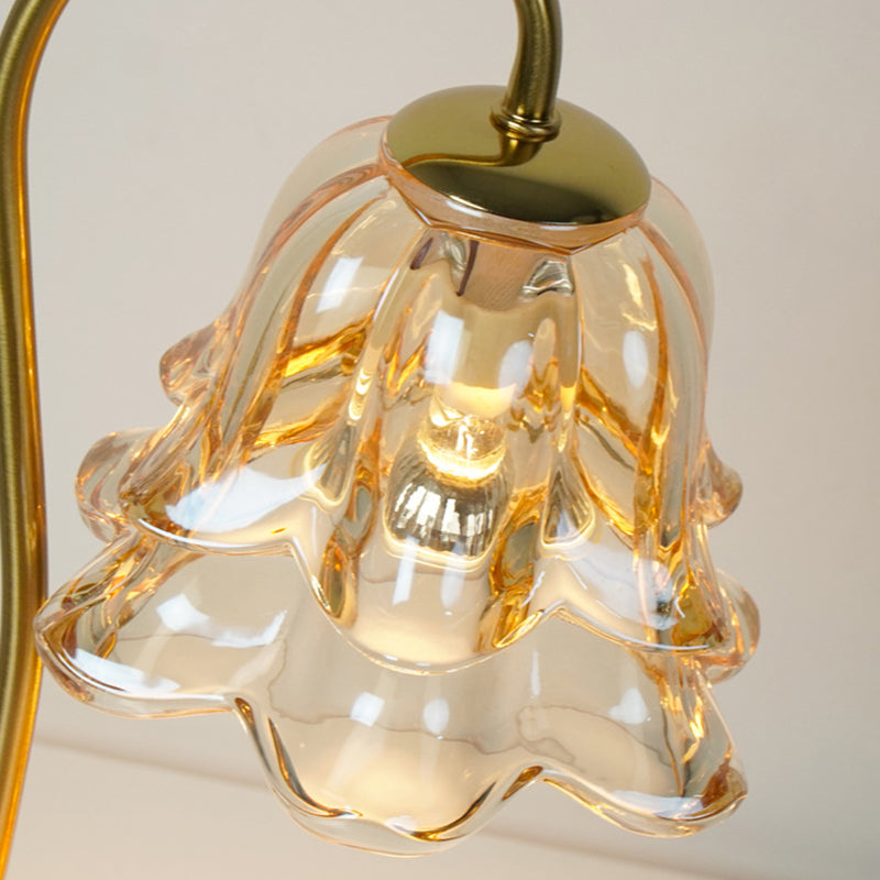 Flower Marble Wood Iron Table Lamp