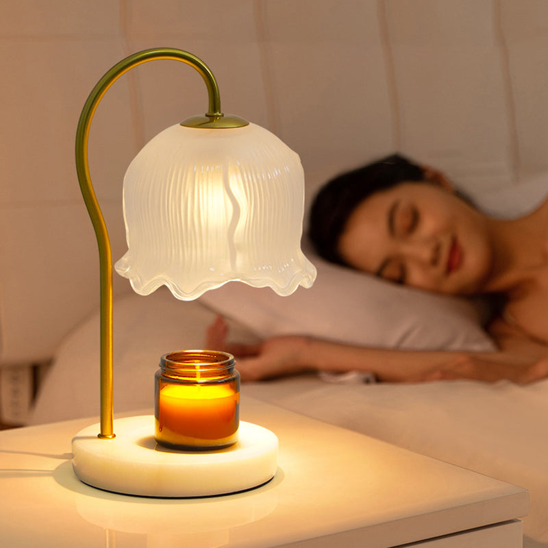 Flower Marble Wood Iron Table Lamp