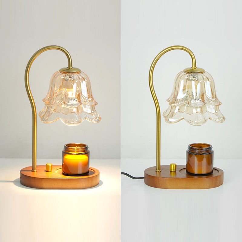 Flower Marble Wood Iron Table Lamp