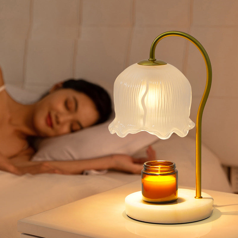 Flower Marble Wood Iron Table Lamp