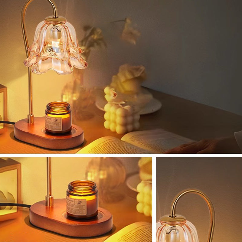 Flower Marble Wood Iron Table Lamp