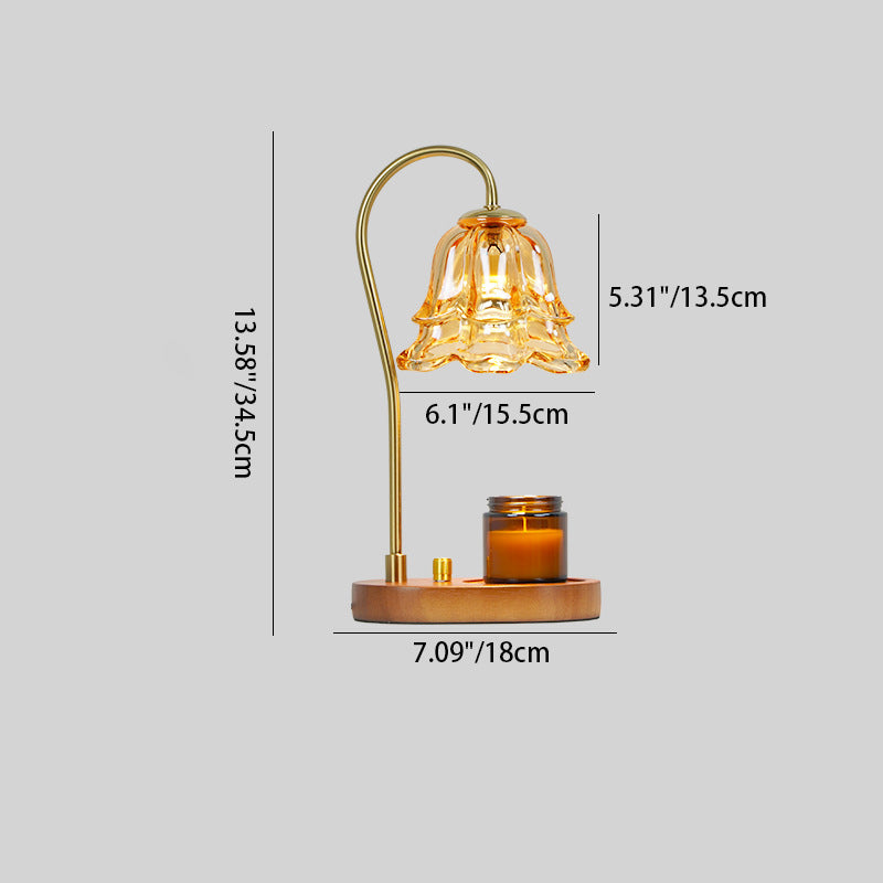 Flower Marble Wood Iron Table Lamp