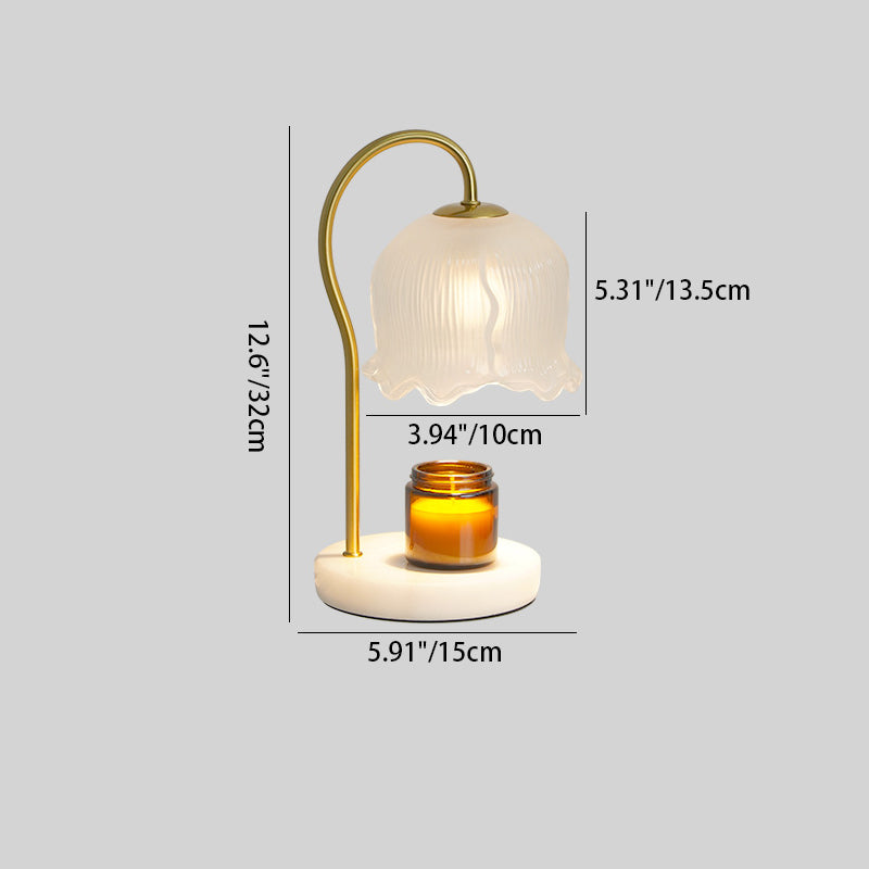 Flower Marble Wood Iron Table Lamp