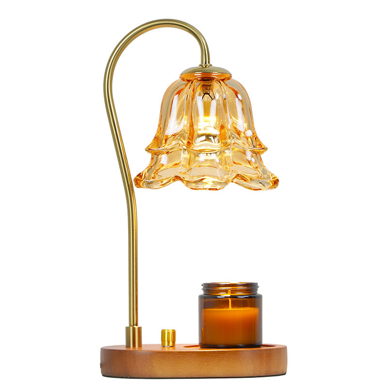 Flower Marble Wood Iron Table Lamp