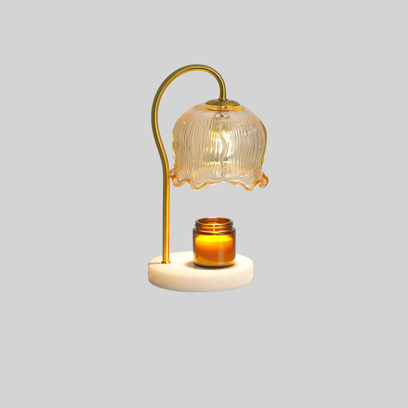 Flower Marble Wood Iron Table Lamp