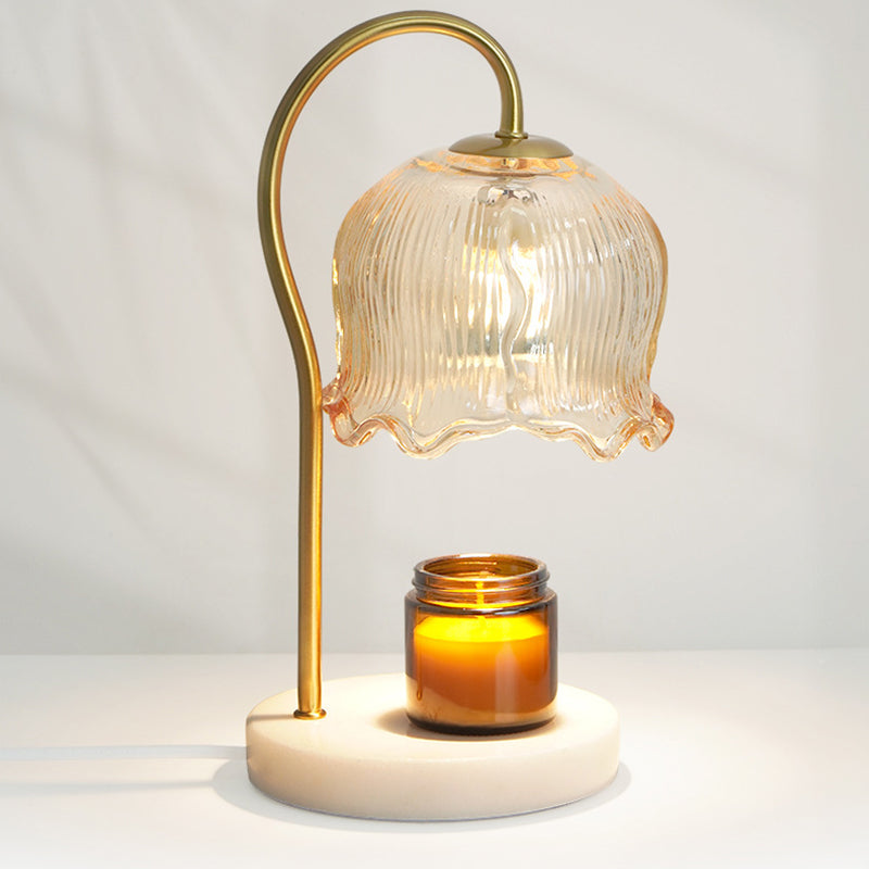 Flower Marble Wood Iron Table Lamp