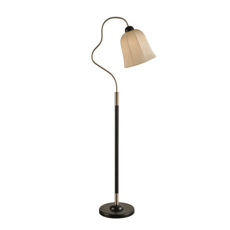 Curved Round Fabric Wood Floor Lamp