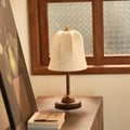 Metal Wood Printed Flared Table Lamp