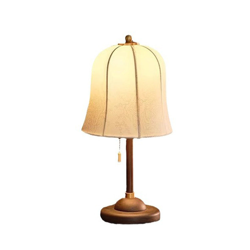 Metal Wood Printed Flared Table Lamp