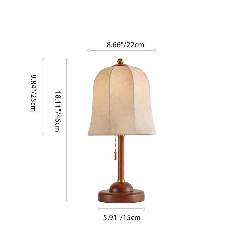 Metal Wood Printed Flared Table Lamp