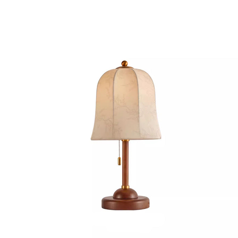 Metal Wood Printed Flared Table Lamp