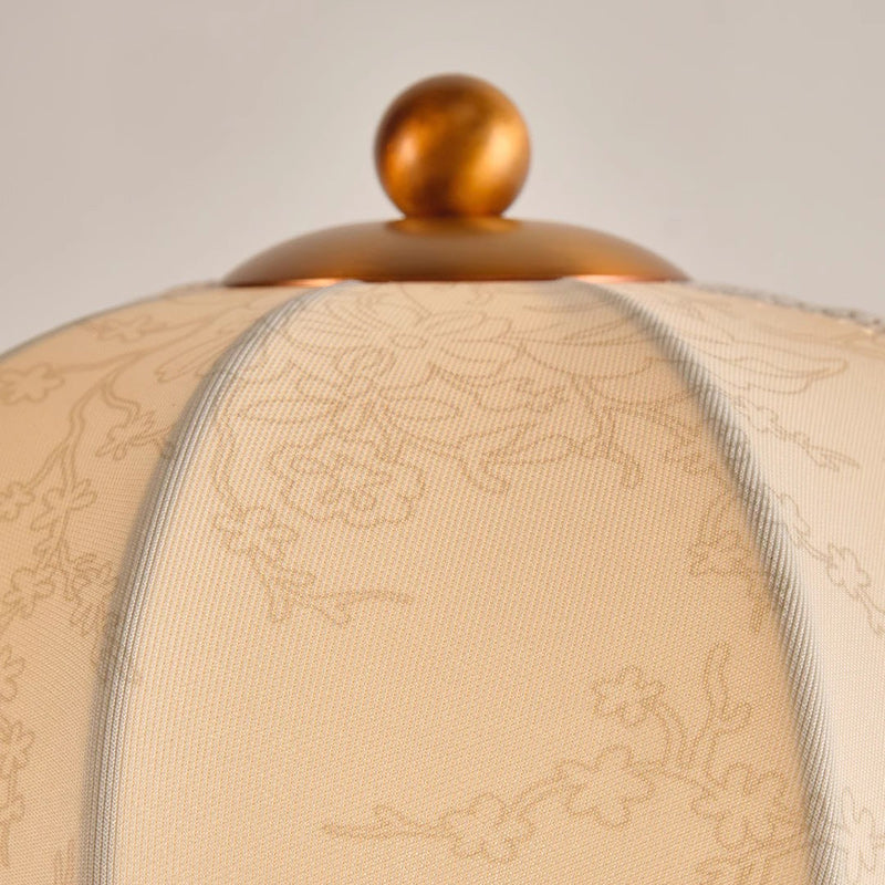 Metal Wood Printed Flared Table Lamp