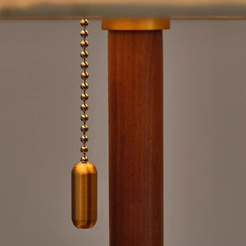 Metal Wood Printed Flared Table Lamp