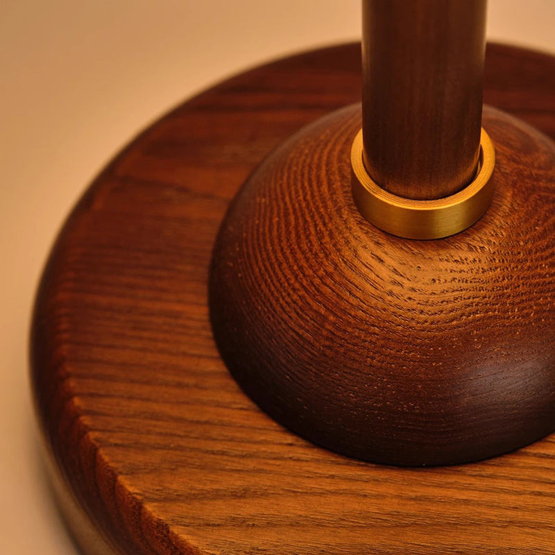 Metal Wood Printed Flared Table Lamp