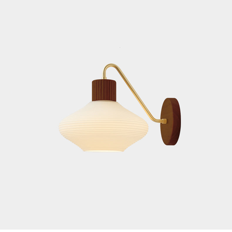 Oval Striped Glass Wood Wall Lamp