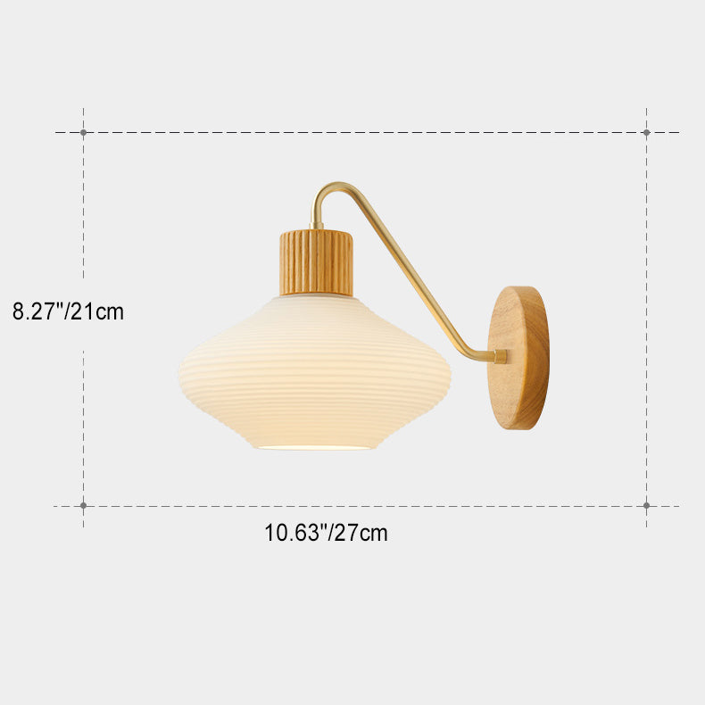 Oval Striped Glass Wood Wall Lamp