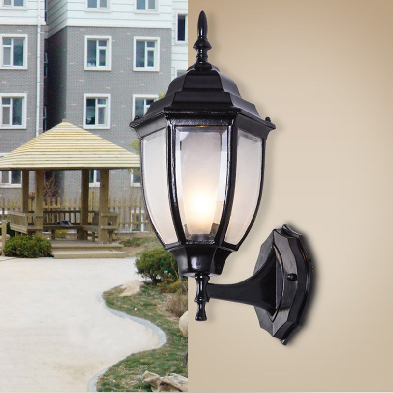 Hexagonal Cage Aluminum Frosted Outdoor Light