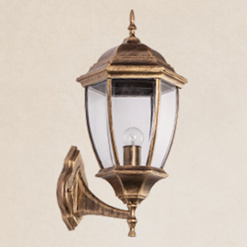 Hexagonal Cage Aluminum Frosted Outdoor Light