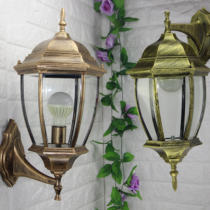Hexagonal Cage Aluminum Frosted Outdoor Light