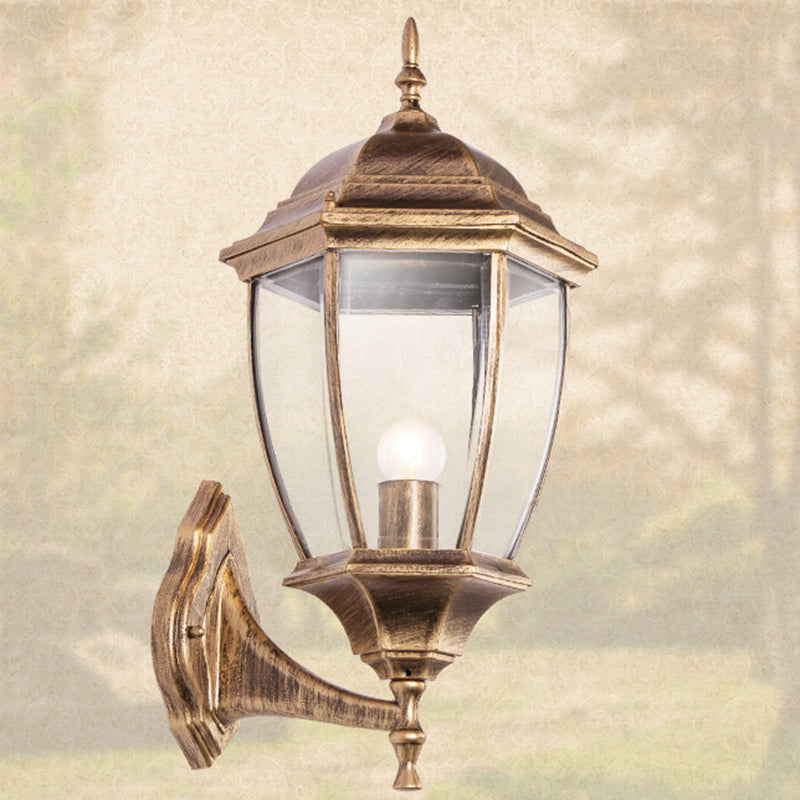 Hexagonal Cage Aluminum Frosted Outdoor Light