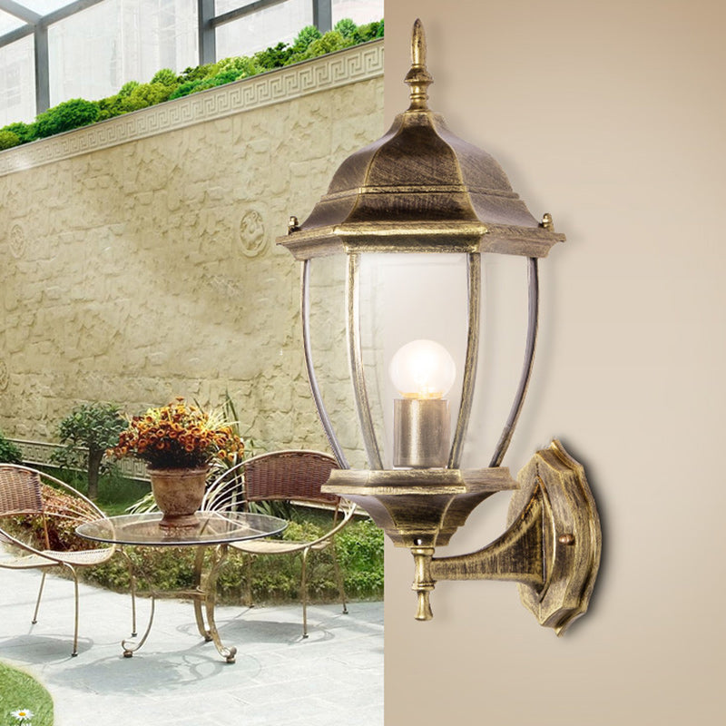 Hexagonal Cage Aluminum Frosted Outdoor Light
