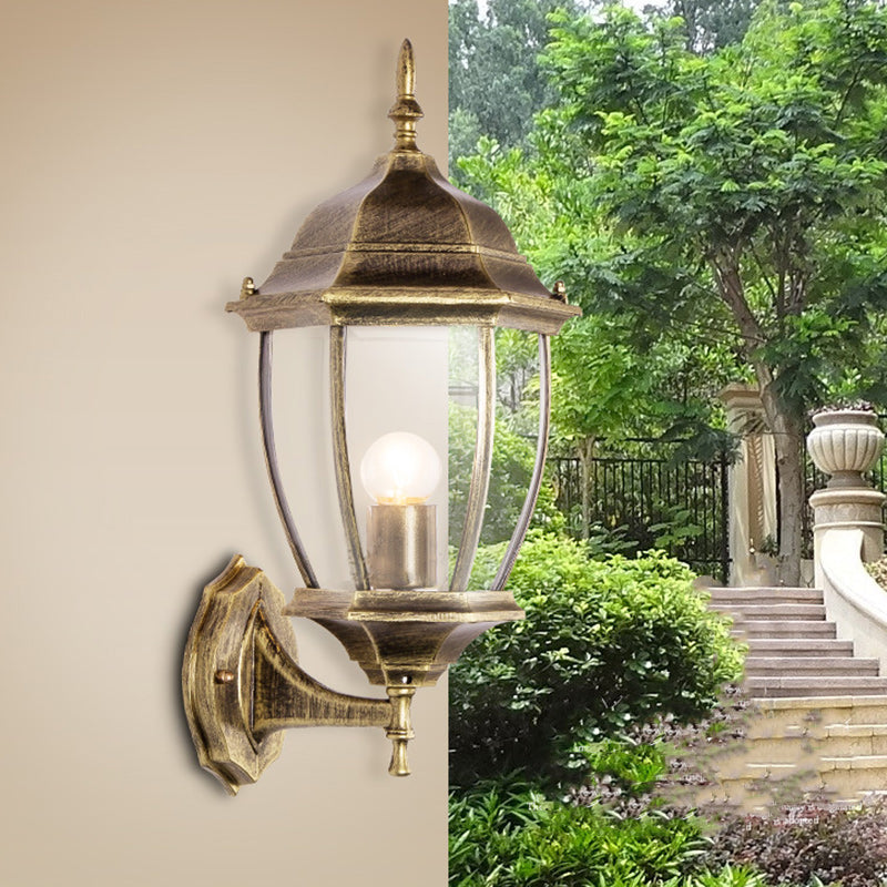 Hexagonal Cage Aluminum Frosted Outdoor Light