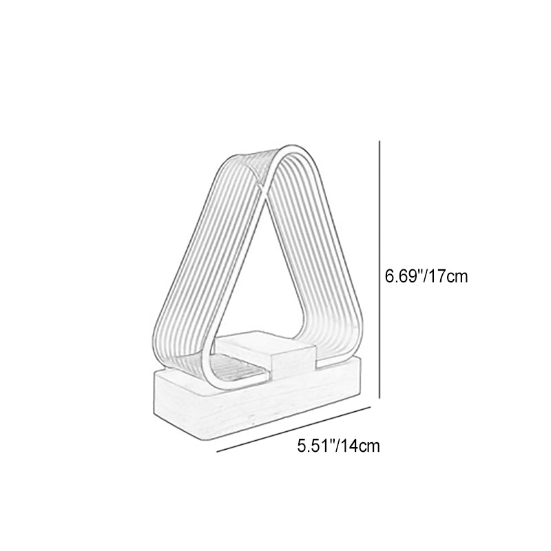 Rechargeable Wood Rectangle Triangle Table Lamp