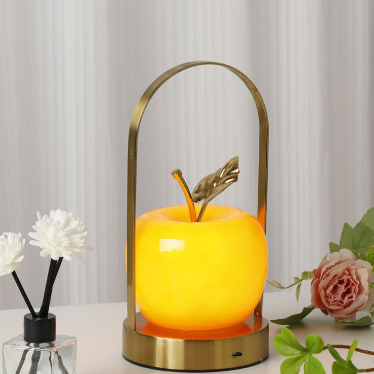 Portable Iron Glass Apple Table Lamp