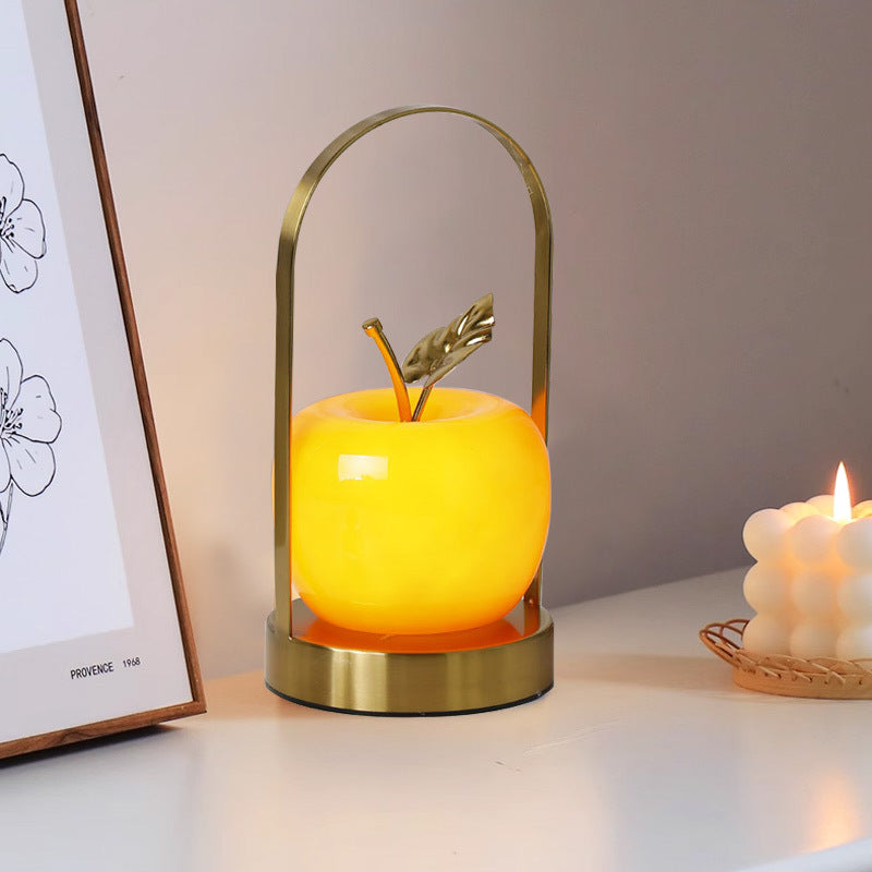 Portable Iron Glass Apple Table Lamp