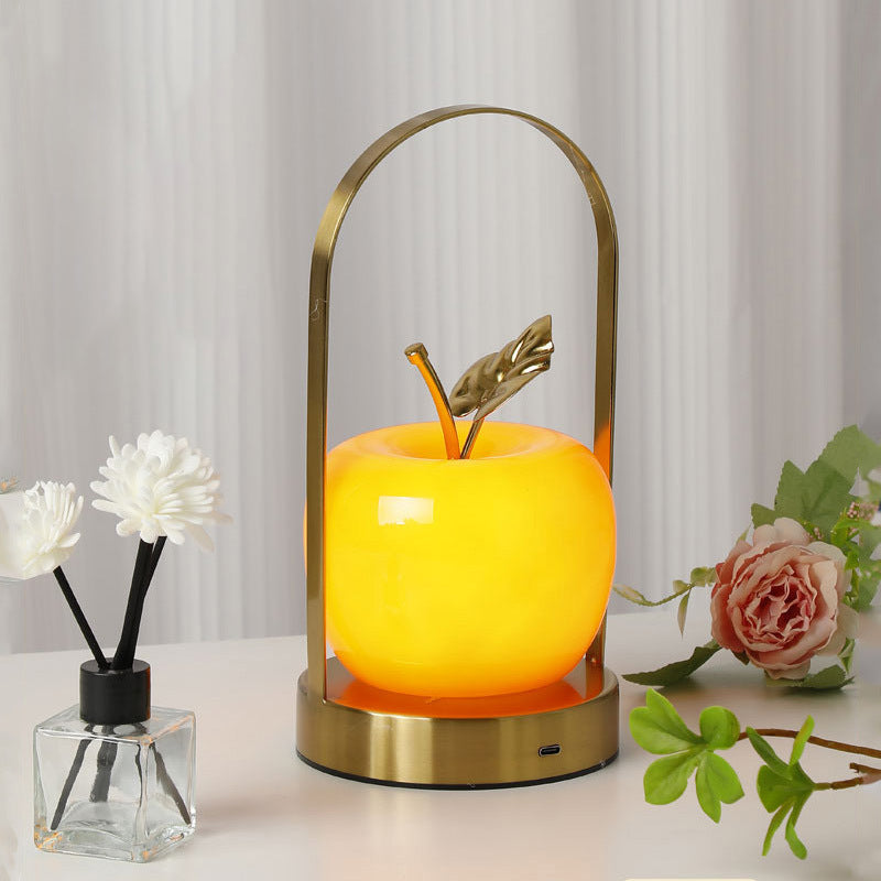 Portable Iron Glass Apple Table Lamp