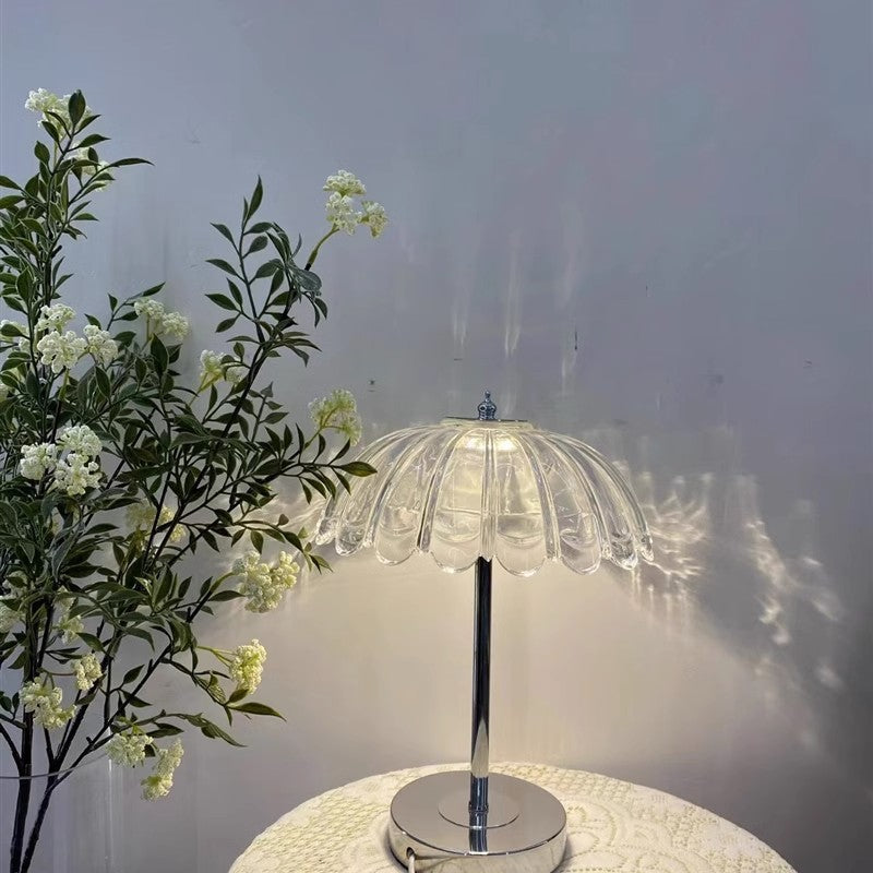Transparent Glass Pumpkin Lampshade Table Lamp