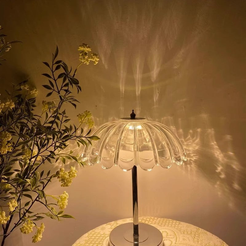 Transparent Glass Pumpkin Lampshade Table Lamp