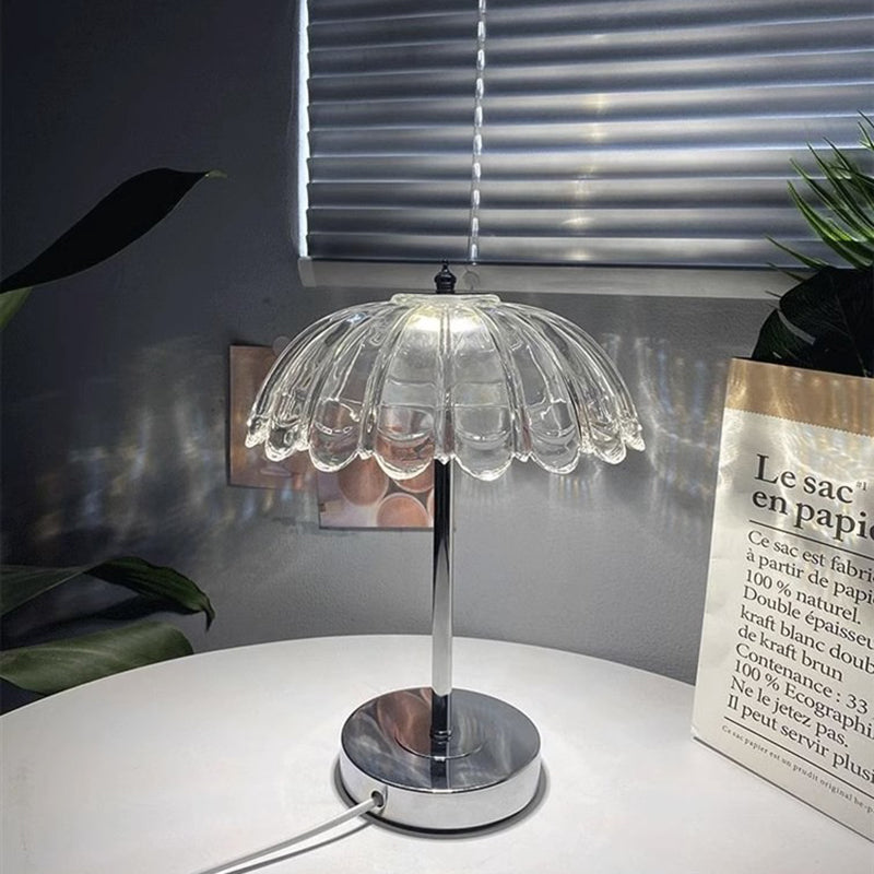 Transparent Glass Pumpkin Lampshade Table Lamp