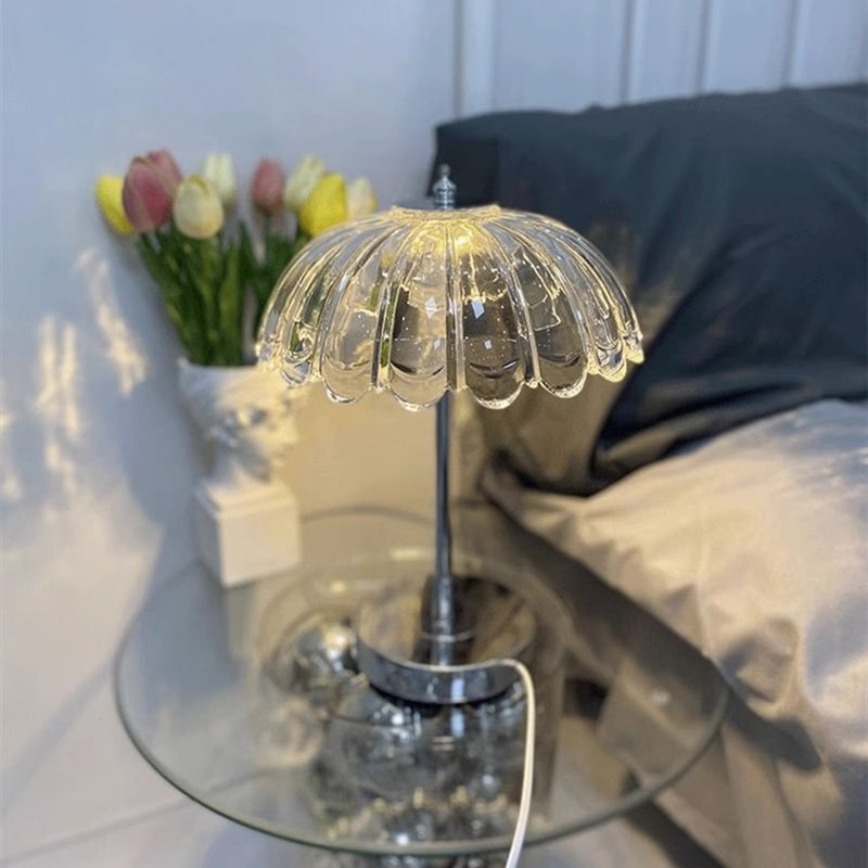 Transparent Glass Pumpkin Lampshade Table Lamp